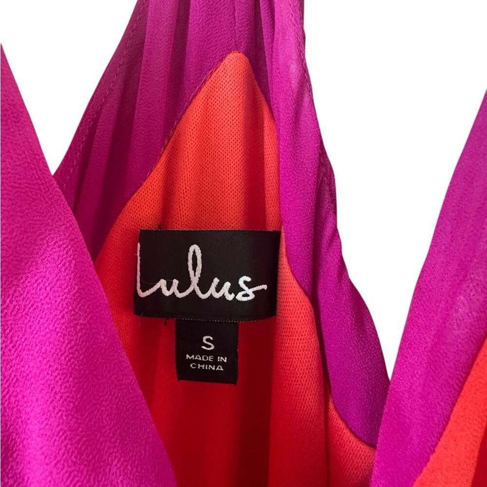 Lulu’s Colorblock Red and Magenta Strappy Maxi Dress – Women’s Size 6 - Picture 4 of 4